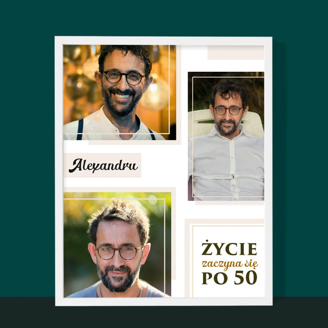 Colaj De Fotografii: Viața Începe După 50 - Imprimare Cu Ramă 30X40 (Verticală)