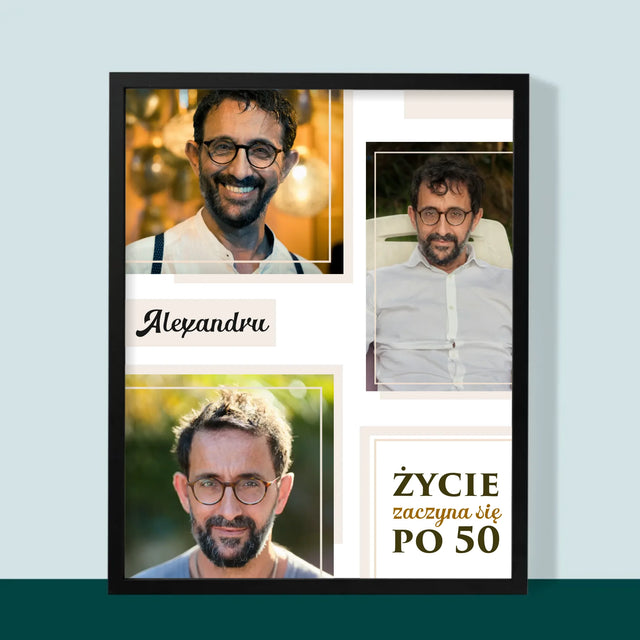 Colaj De Fotografii: Viața Începe După 50 - Imprimare Cu Ramă 30X40 (Verticală)