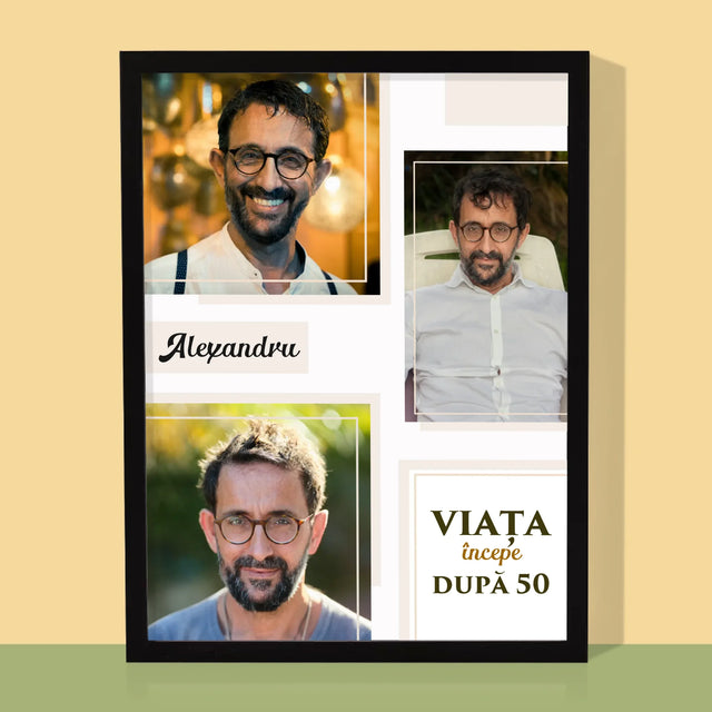 Colaj De Fotografii: Viața Începe După 50 - Imprimare Cu Ramă 30X40 (Verticală)