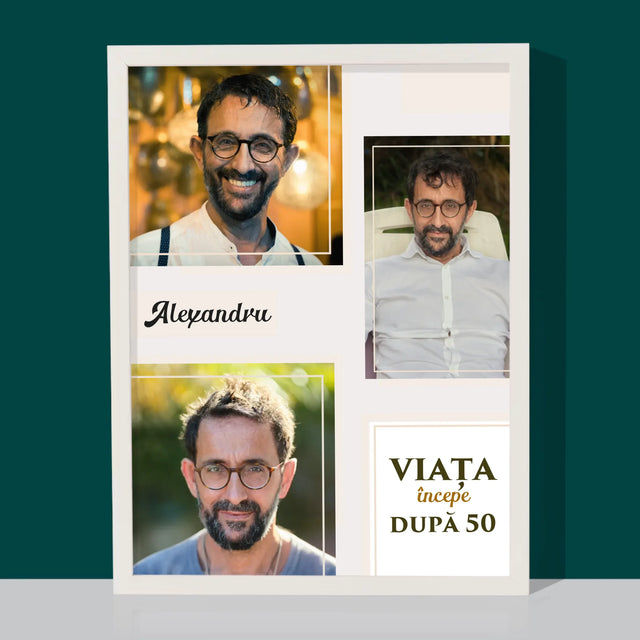 Colaj De Fotografii: Viața Începe După 50 - Imprimare Cu Ramă 30X40 (Verticală)