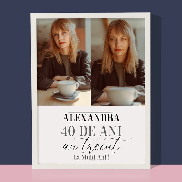 Colaj De Fotografii: Au Trecut 40 De Ani - Imprimare Cu Ramă 30X40 (Verticală)