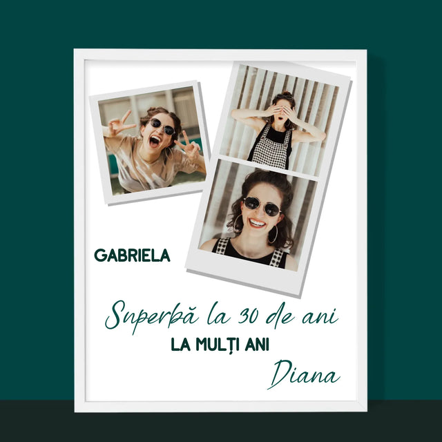 Colaj De Fotografii: Superbă La 30 De Ani - Imprimare Cu Ramă 30X40 (Verticală)