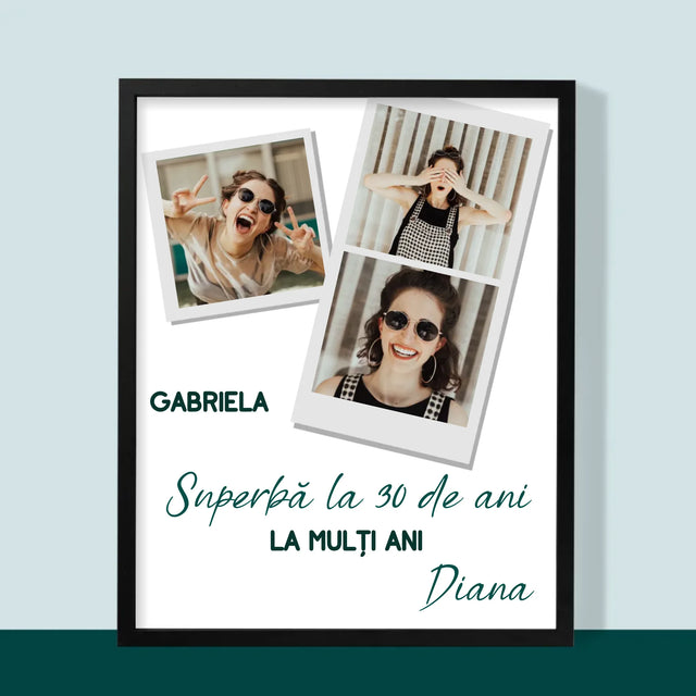 Colaj De Fotografii: Superbă La 30 De Ani - Imprimare Cu Ramă 30X40 (Verticală)