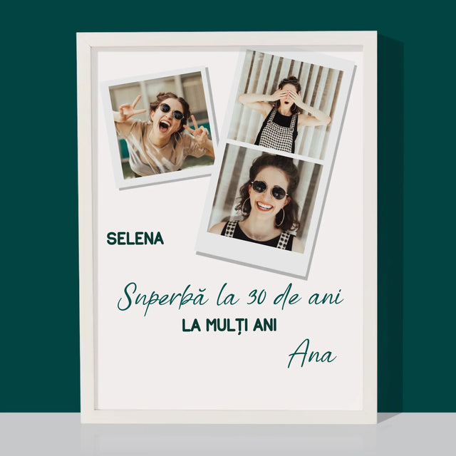 Colaj De Fotografii: Superbă La 30 De Ani - Imprimare Cu Ramă 30X40 (Verticală)