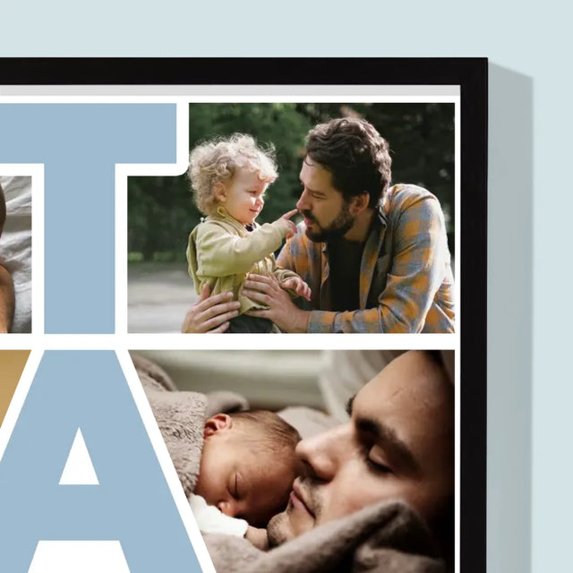 Colaj De Fotografii: Inscripție Tata - Imprimare Cu Ramă 30X40 (Verticală)