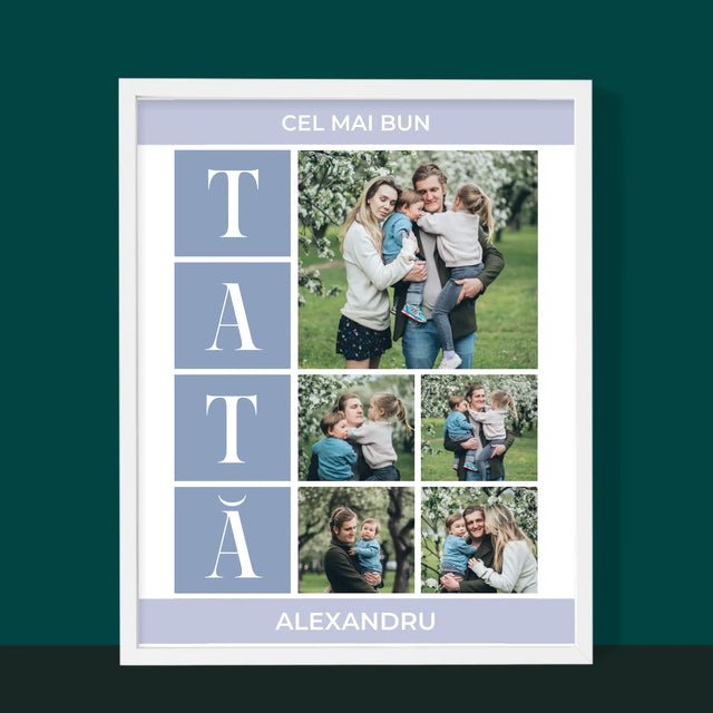 Colaj De Fotografii: Cel Mai Bun Tată - Imprimare Cu Ramă 30X40 (Verticală)