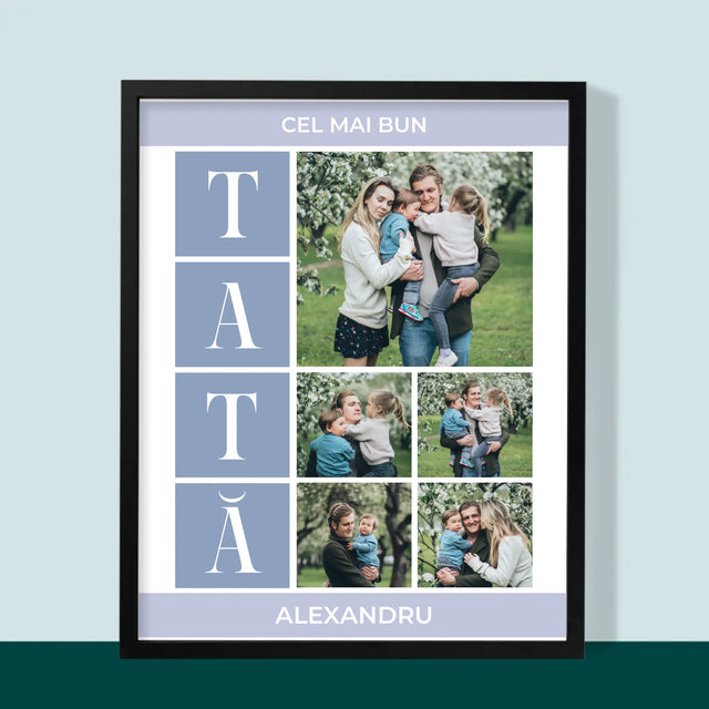 Colaj De Fotografii: Cel Mai Bun Tată - Imprimare Cu Ramă 30X40 (Verticală)