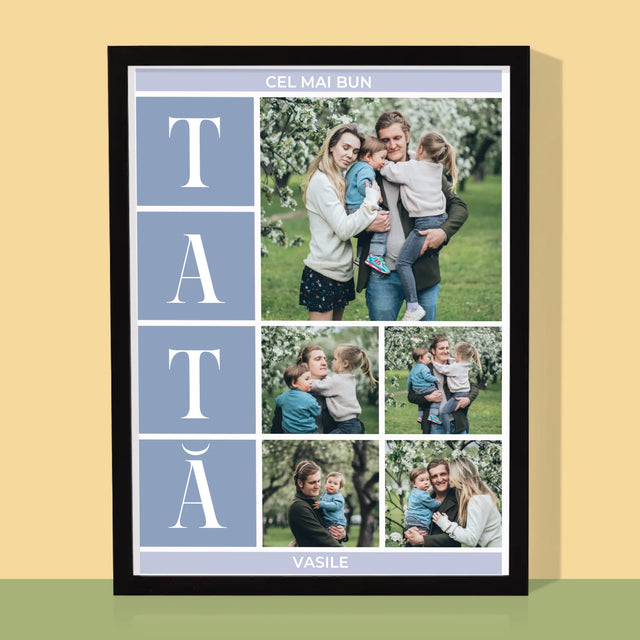 Colaj De Fotografii: Cel Mai Bun Tată - Imprimare Cu Ramă 30X40 (Verticală)