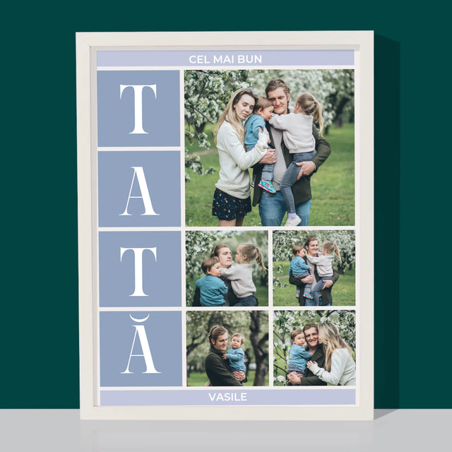 Colaj De Fotografii: Cel Mai Bun Tată - Imprimare Cu Ramă 30X40 (Verticală)