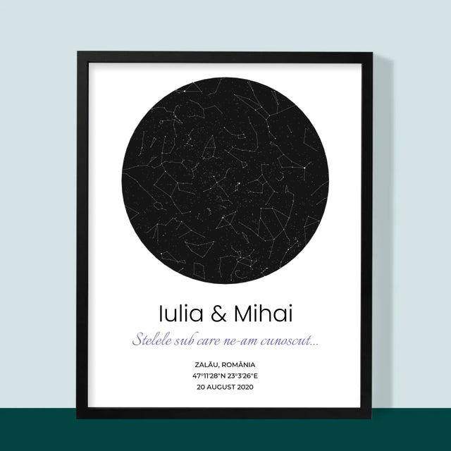 Harta Stelelor: Harta Stelelor: Sub Stele - Imprimare Cu Ramă 30X40 (Verticală)