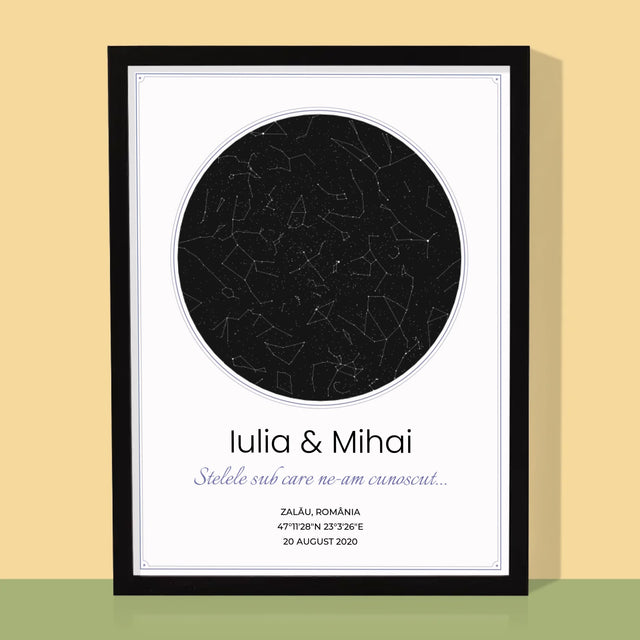 Harta Stelelor: Harta Stelelor: Sub Stele - Imprimare Cu Ramă 30X40 (Verticală)