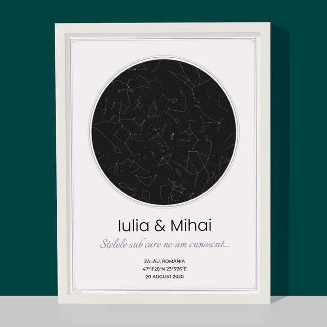 Harta Stelelor: Harta Stelelor: Sub Stele - Imprimare Cu Ramă 30X40 (Verticală)
