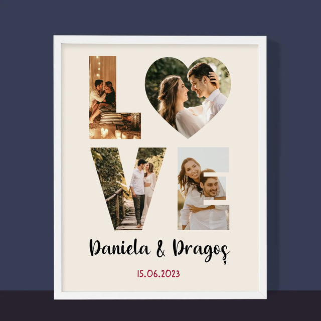 Cuvânt Din Fotografii: Love Din Fotografiile Tale - Imprimare Cu Ramă 30X40 (Verticală)