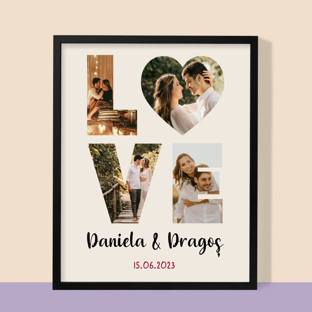 Cuvânt Din Fotografii: Love Din Fotografiile Tale - Imprimare Cu Ramă 30X40 (Verticală)