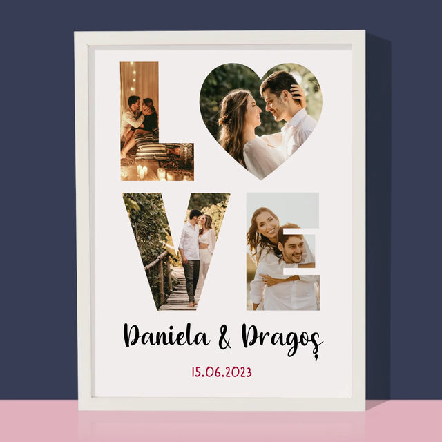 Cuvânt Din Fotografii: Love Din Fotografiile Tale - Imprimare Cu Ramă 30X40 (Verticală)