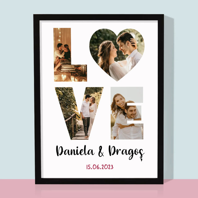 Cuvânt Din Fotografii: Love Din Fotografiile Tale - Imprimare Cu Ramă 30X40 (Verticală)