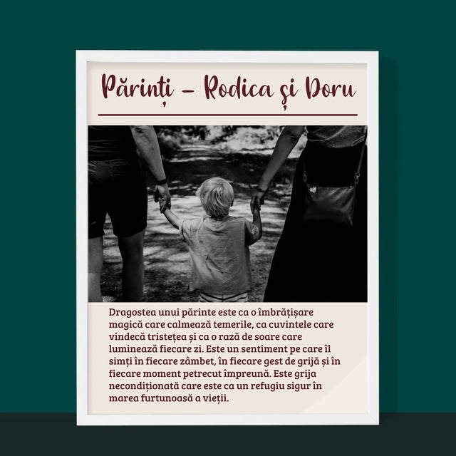 Fotografie Si Semnătură: Părinți Definiția Dragostei Lor - Imprimare Cu Ramă 30X40 (Verticală)