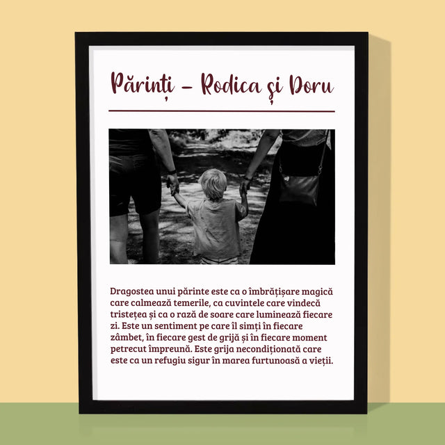 Fotografie Si Semnătură: Părinți Definiția Dragostei Lor - Imprimare Cu Ramă 30X40 (Verticală)