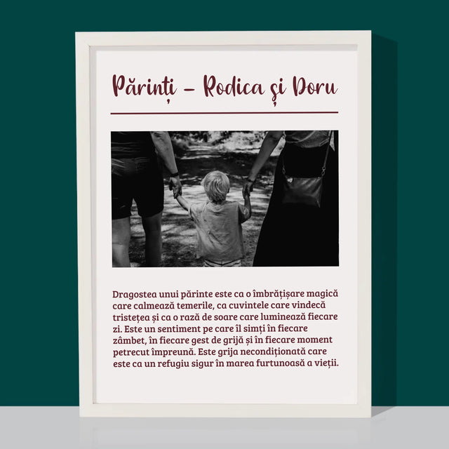 Fotografie Si Semnătură: Părinți Definiția Dragostei Lor - Imprimare Cu Ramă 30X40 (Verticală)
