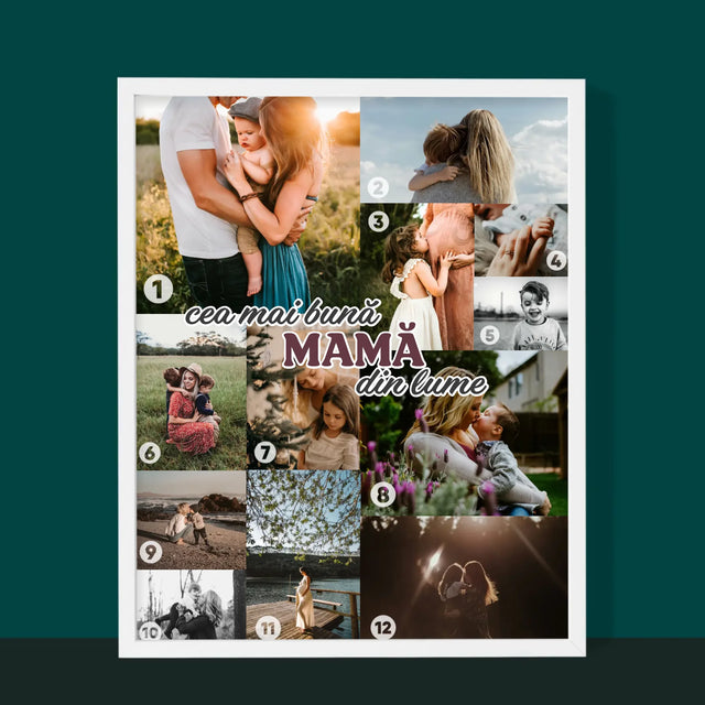 Colaj De Fotografii: Cea Mai Bună Mamă Din Lume - Imprimare Cu Ramă 30X40 (Verticală)