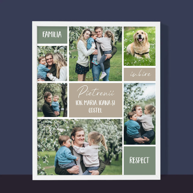 Colaj De Fotografii: Familia Colaj Din Fotografii - Imprimare Cu Ramă 30X40 (Verticală)