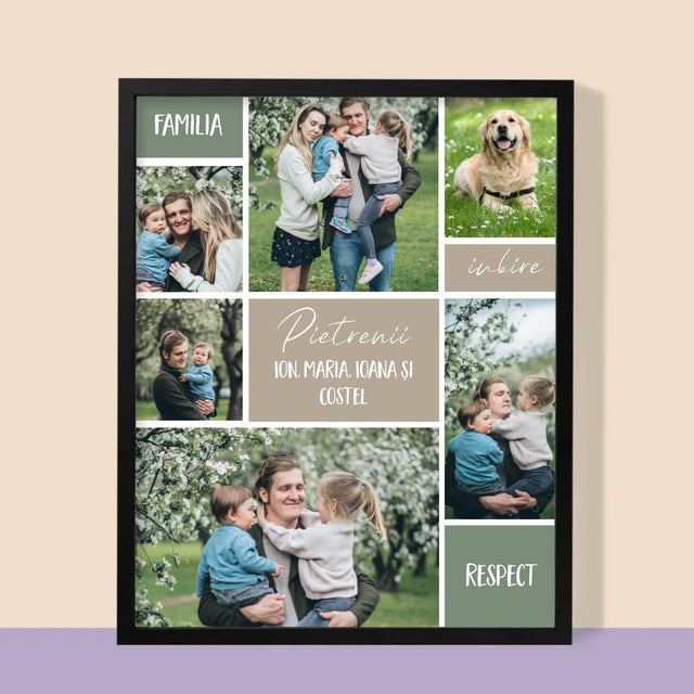 Colaj De Fotografii: Familia Colaj Din Fotografii - Imprimare Cu Ramă 30X40 (Verticală)