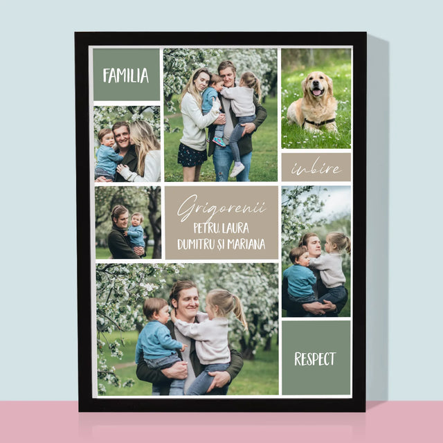 Colaj De Fotografii: Familia Colaj Din Fotografii - Imprimare Cu Ramă 30X40 (Verticală)