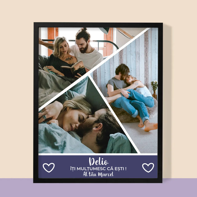 Colaj De Fotografii: Mulțumesc Că Ești - Imprimare Cu Ramă 30X40 (Verticală)