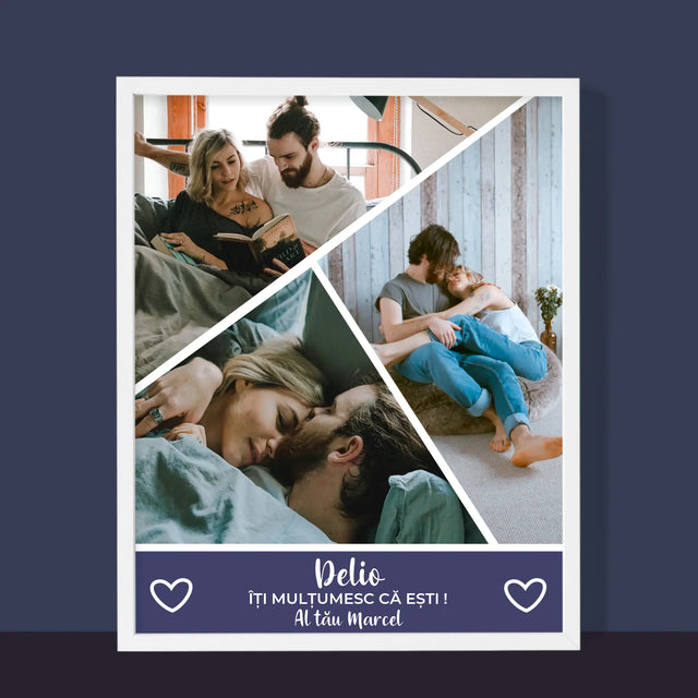 Colaj De Fotografii: Mulțumesc Că Ești - Imprimare Cu Ramă 30X40 (Verticală)