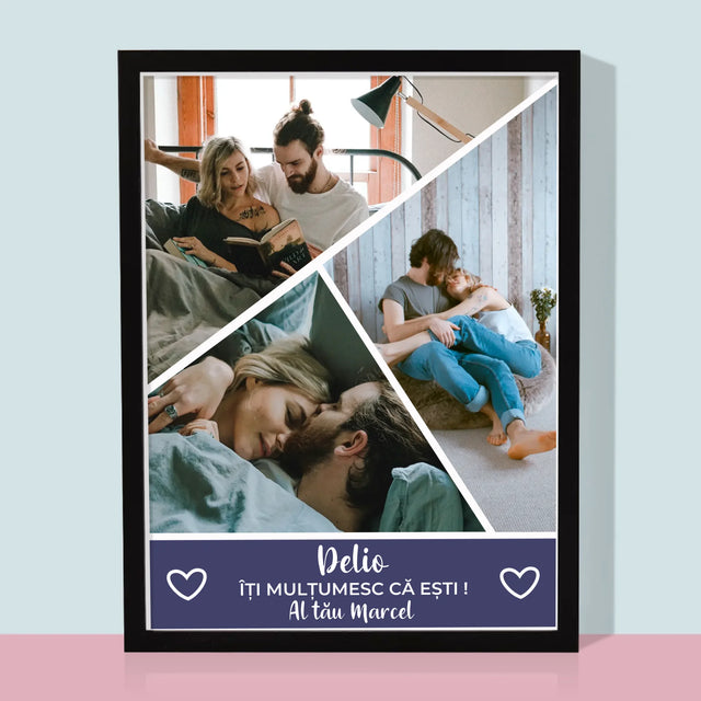 Colaj De Fotografii: Mulțumesc Că Ești - Imprimare Cu Ramă 30X40 (Verticală)