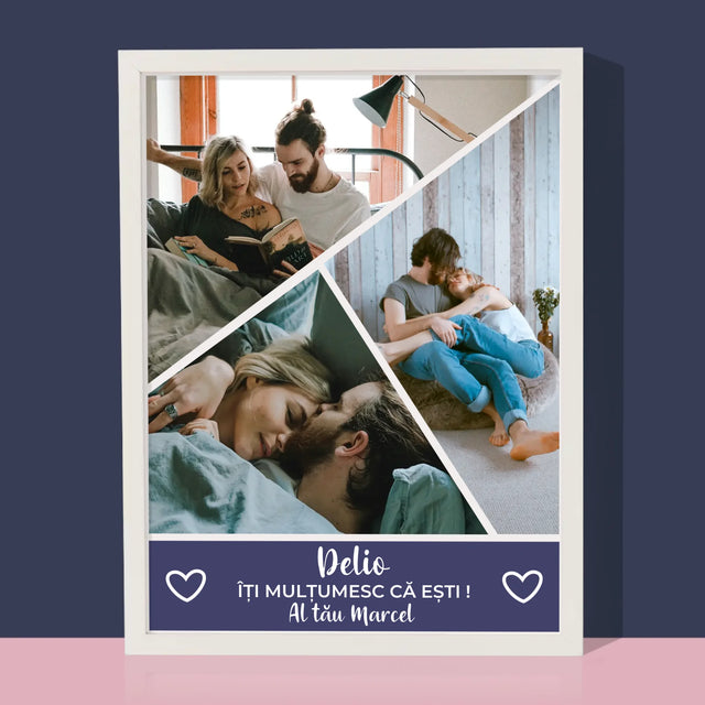 Colaj De Fotografii: Mulțumesc Că Ești - Imprimare Cu Ramă 30X40 (Verticală)