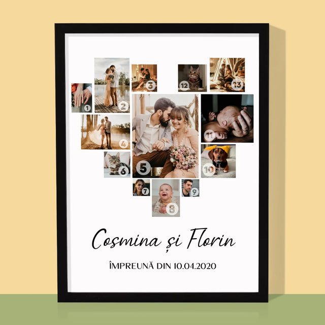Colaj De Fotografii: Inimă - Colaj Din Fotografii - Imprimare Cu Ramă 30X40 (Verticală)