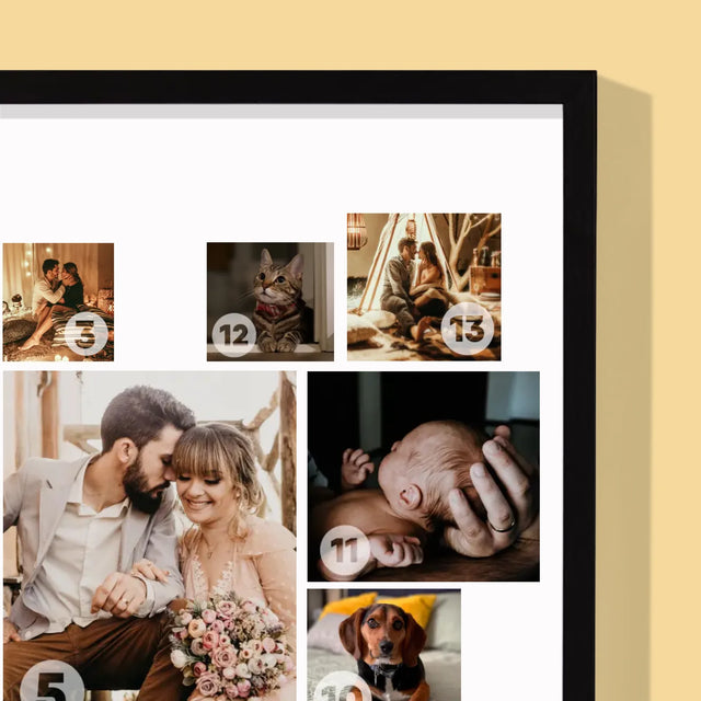 Colaj De Fotografii: Inimă - Colaj Din Fotografii - Imprimare Cu Ramă 30X40 (Verticală)