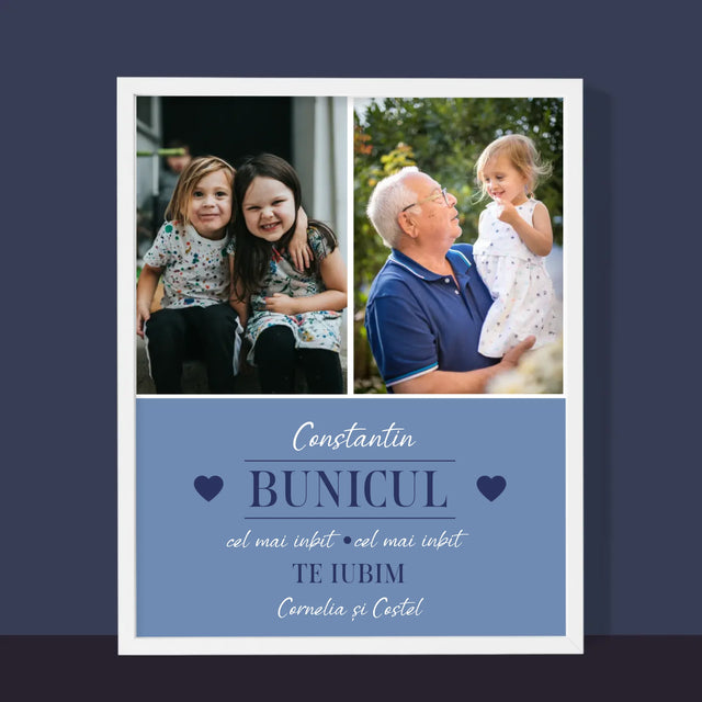Colaj De Fotografii: Iubitul Bunic - Imprimare Cu Ramă 30X40 (Verticală)