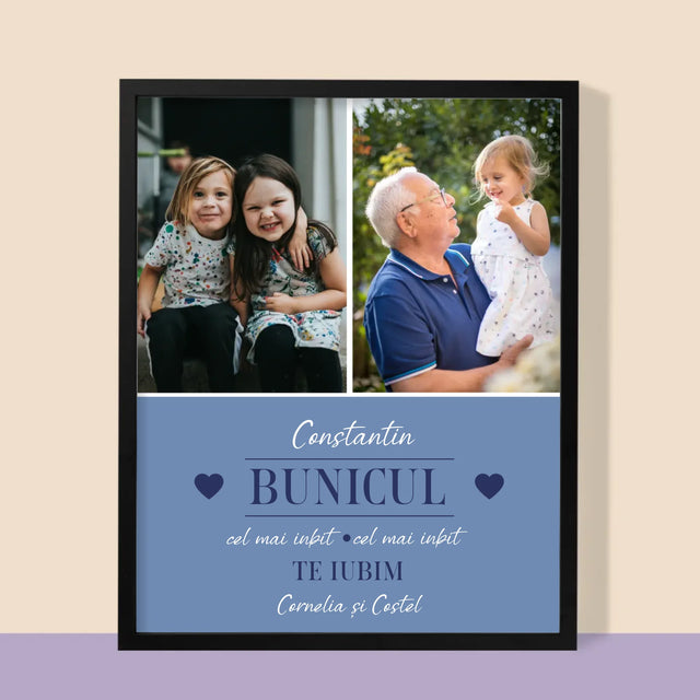 Colaj De Fotografii: Iubitul Bunic - Imprimare Cu Ramă 30X40 (Verticală)