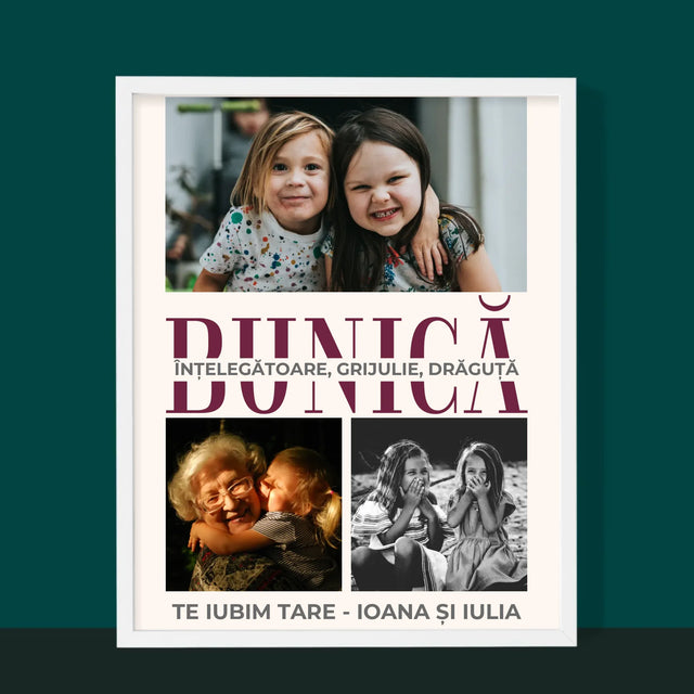 Colaj De Fotografii: Bunică Trăsături De Caracter - Imprimare Cu Ramă 30X40 (Verticală)