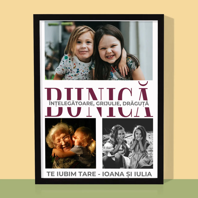 Colaj De Fotografii: Bunică Trăsături De Caracter - Imprimare Cu Ramă 30X40 (Verticală)