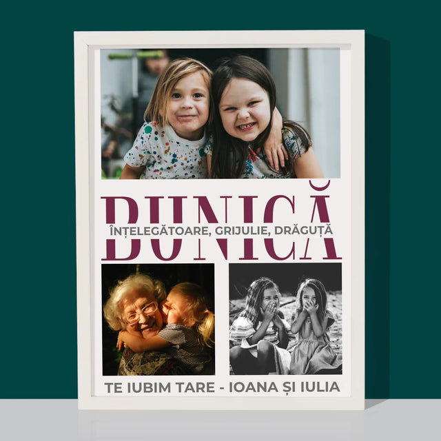 Colaj De Fotografii: Bunică Trăsături De Caracter - Imprimare Cu Ramă 30X40 (Verticală)