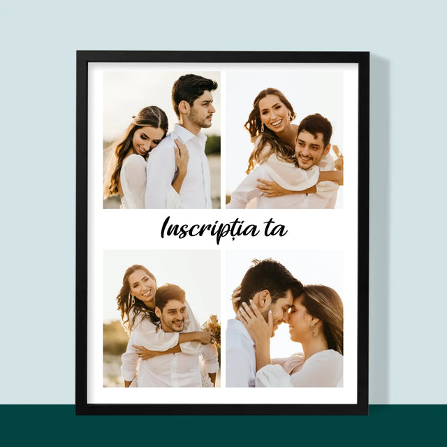 Colaj De Fotografii: 4 Fotografii Cu Inscripție - Imprimare Cu Ramă 30X40 (Verticală)