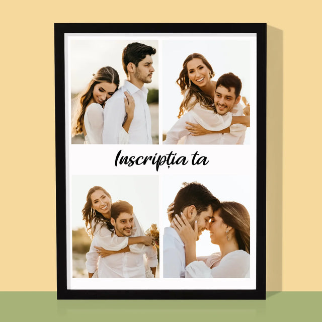Colaj De Fotografii: 4 Fotografii Cu Inscripție - Imprimare Cu Ramă 30X40 (Verticală)