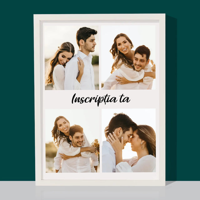 Colaj De Fotografii: 4 Fotografii Cu Inscripție - Imprimare Cu Ramă 30X40 (Verticală)