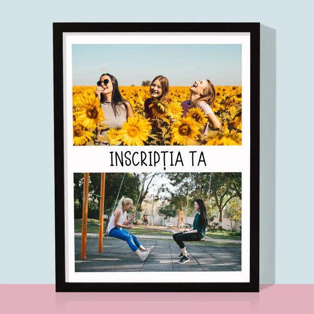 Colaj De Fotografii: 2 Fotografii Cu Inscripție - Imprimare Cu Ramă 30X40 (Verticală)