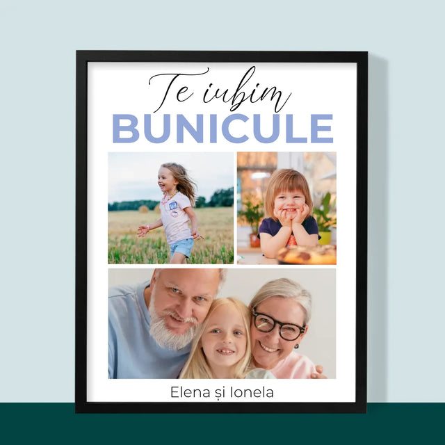 Colaj De Fotografii: Te Iubim Bunicule - Imprimare Cu Ramă 30X40 (Verticală)