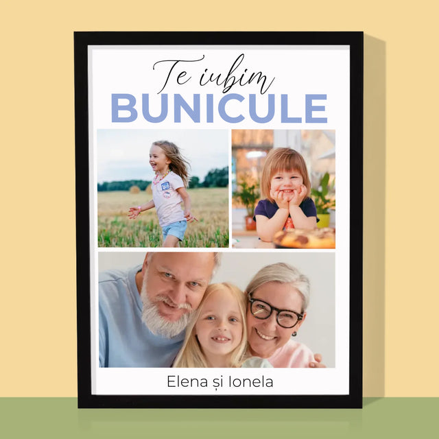 Colaj De Fotografii: Te Iubim Bunicule - Imprimare Cu Ramă 30X40 (Verticală)