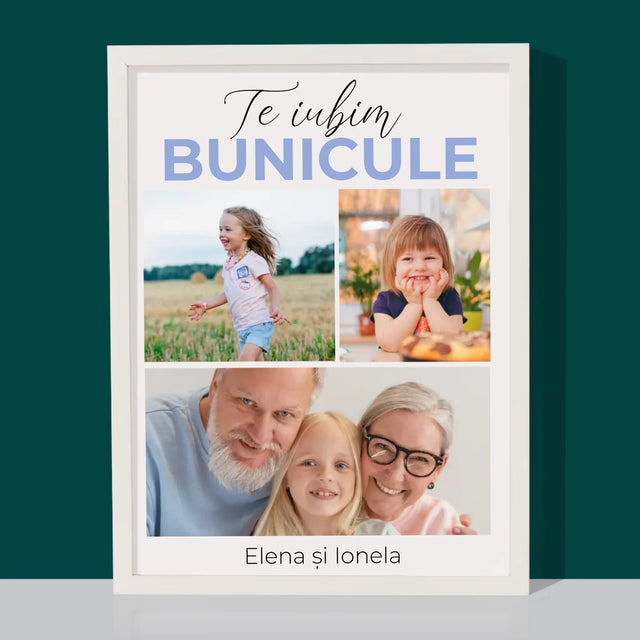 Colaj De Fotografii: Te Iubim Bunicule - Imprimare Cu Ramă 30X40 (Verticală)