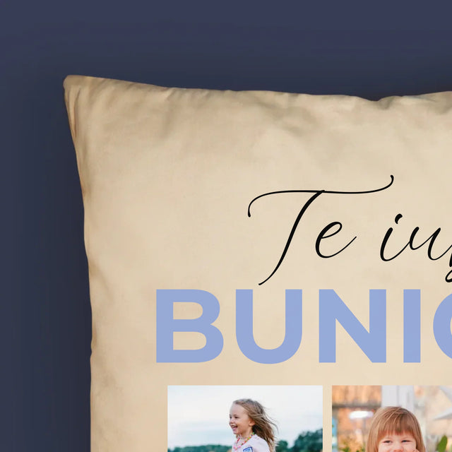 Colaj De Fotografii: Te Iubim Bunicule - Pernă (Cu Fotografie)