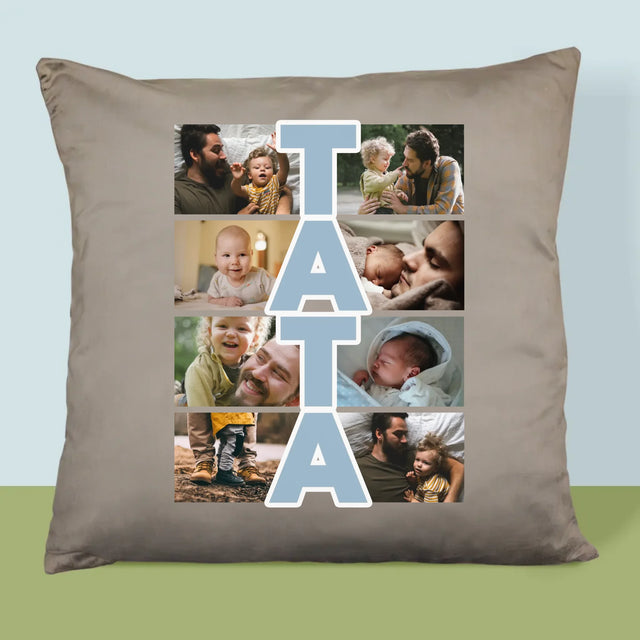 Colaj De Fotografii: Inscripție Tata - Pernă (Cu Fotografie)