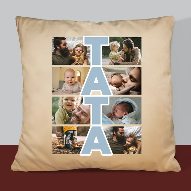 Colaj De Fotografii: Inscripție Tata - Pernă (Cu Fotografie)