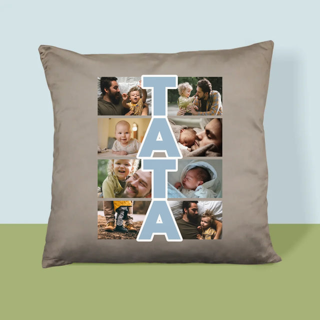 Colaj De Fotografii: Inscripție Tata - Pernă (Cu Fotografie)