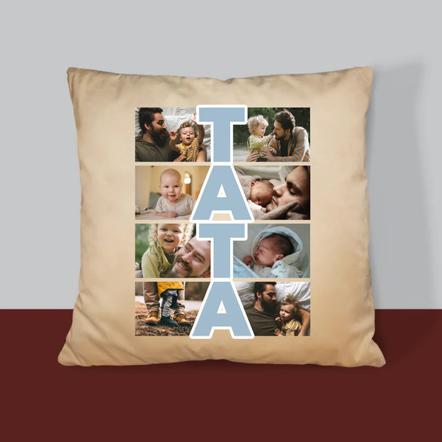 Colaj De Fotografii: Inscripție Tata - Pernă (Cu Fotografie)